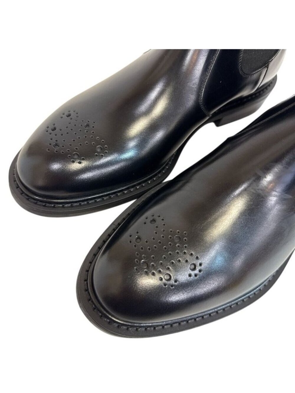 Celine Perforated Logo Side Gore Short Triomphe Leather Boots Black - Picture 5 of 8